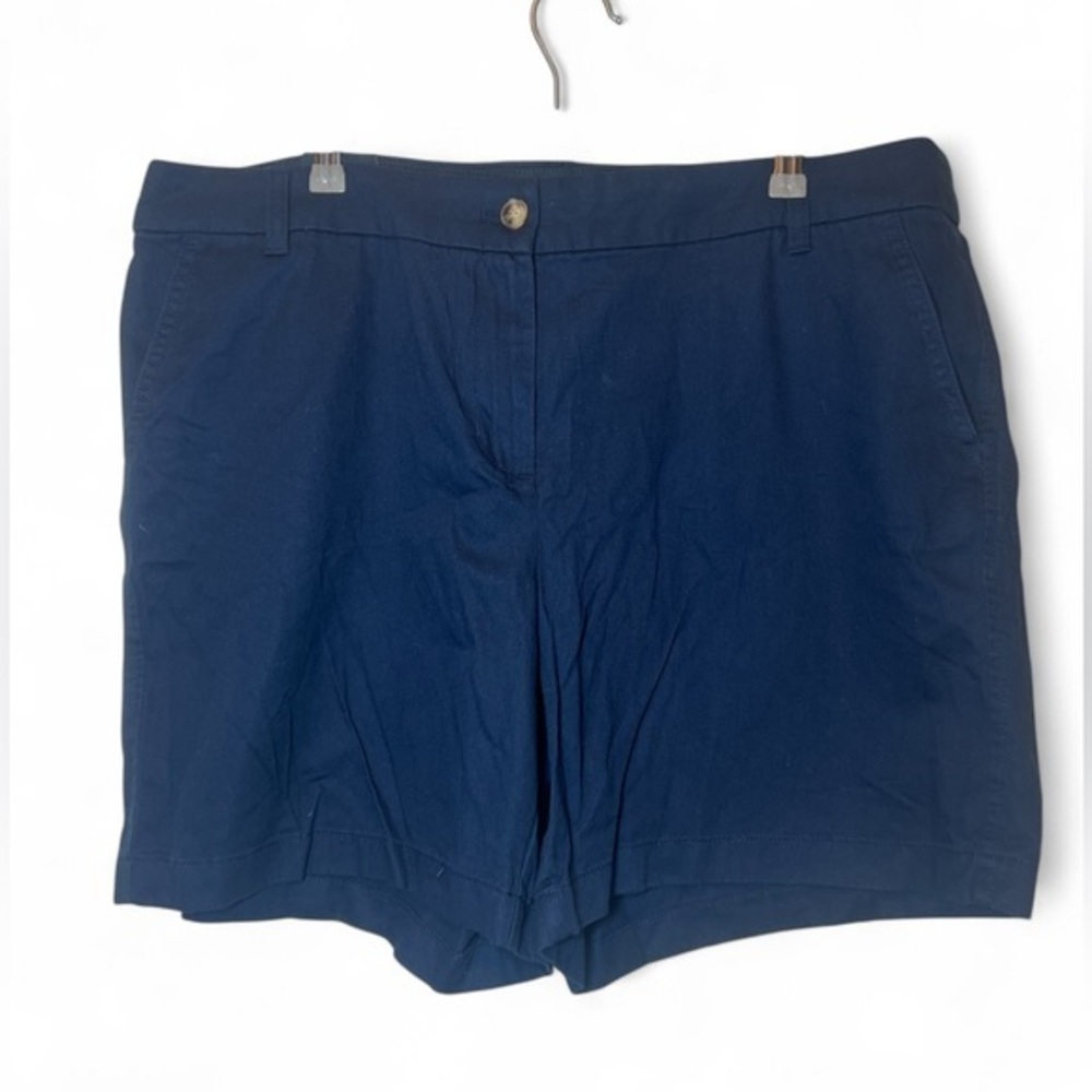 J Crew Chino Shorts Women 16 Navy 7" Inseam 100% Cotton Bermuda NW